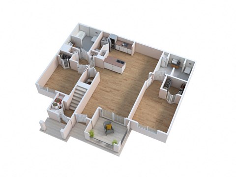 Floor plan for 2 beds, 2 baths, 1113 sqft